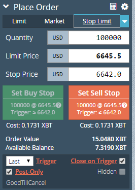 BitMEX types of orders