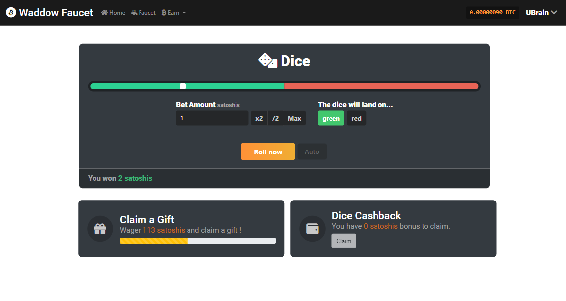 Neodice: Best Bitcoin Dice Gambling Casino Game. Crypto Faucet.