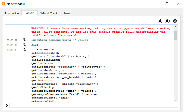 Complete Bitcoin RPC calls list with examples