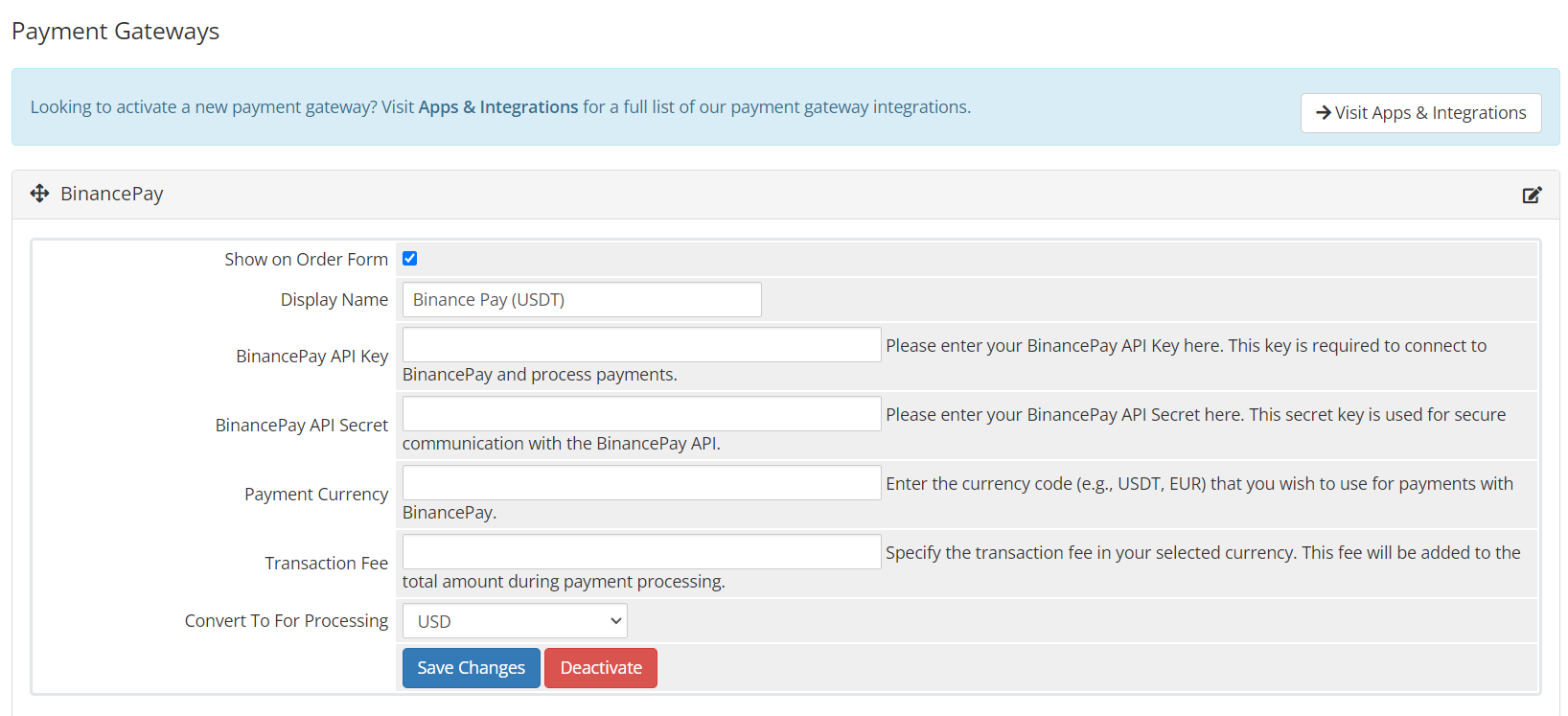 Cryptocurrency Payment Gateway