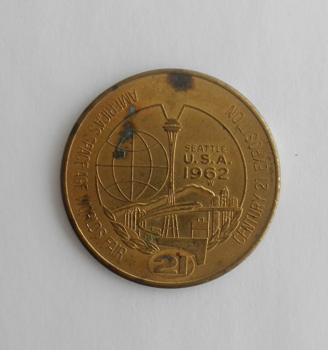 VINTAGE SEATTLE Worlds Fair Century 21 Exposition Large One Dollar Coin $ - PicClick