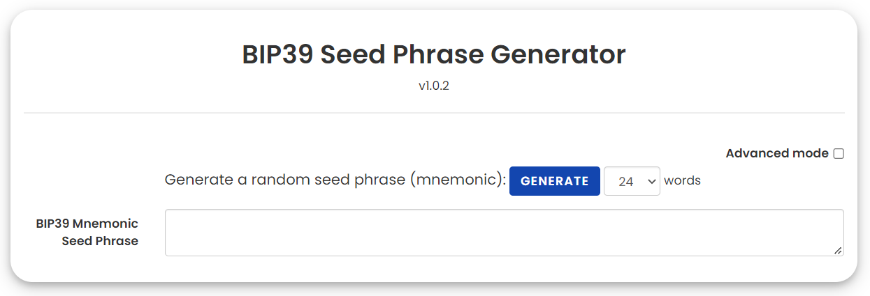 BIP39 - Mnemonic Phrase Generator & Code Converter