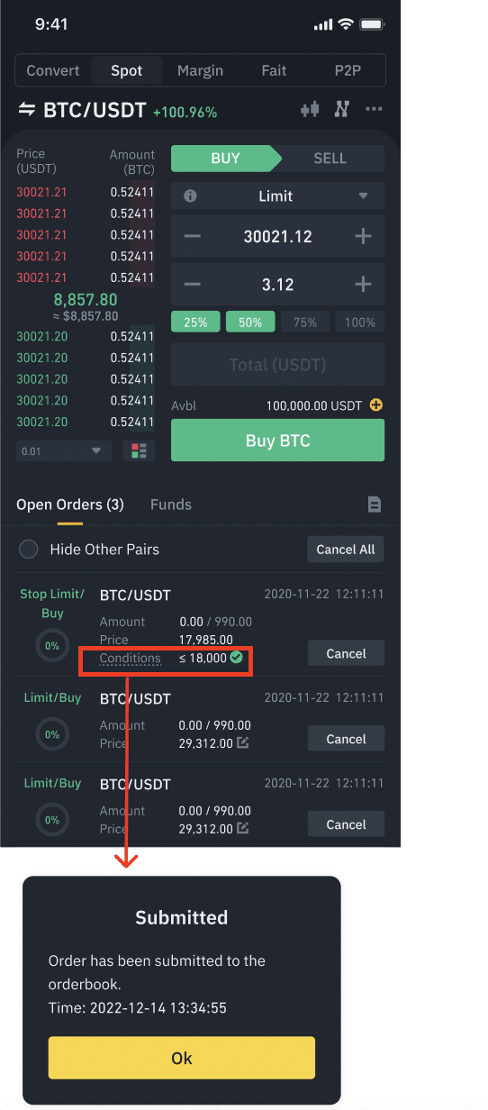 Binance types of orders