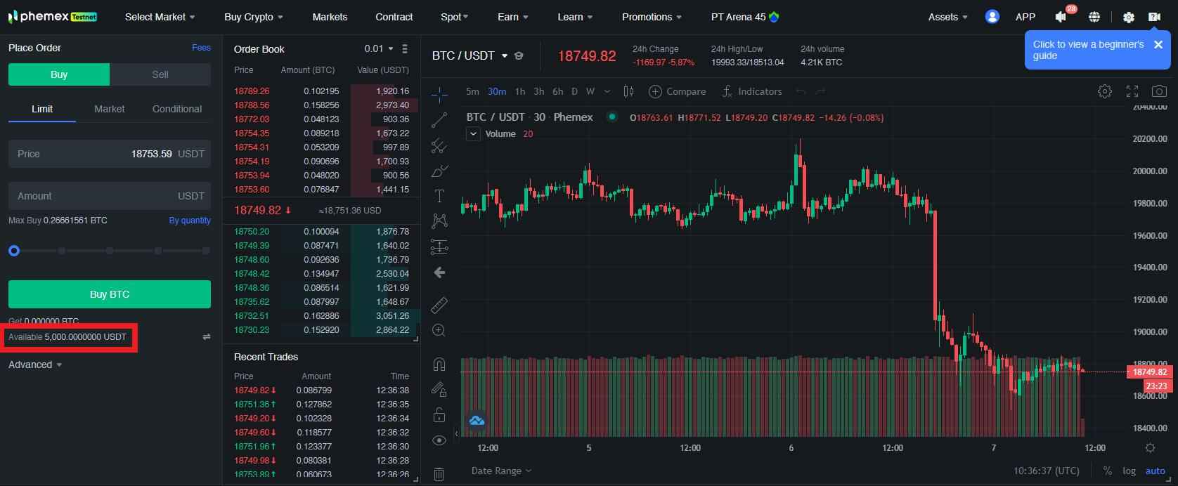 Phemex testnet: Zero-risks Crypto Simulation Trading Platform