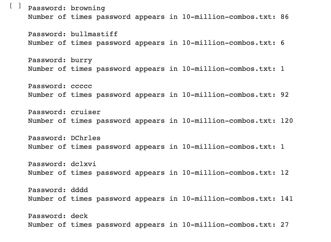 The Most Common Numbers in 10 Million Passwords