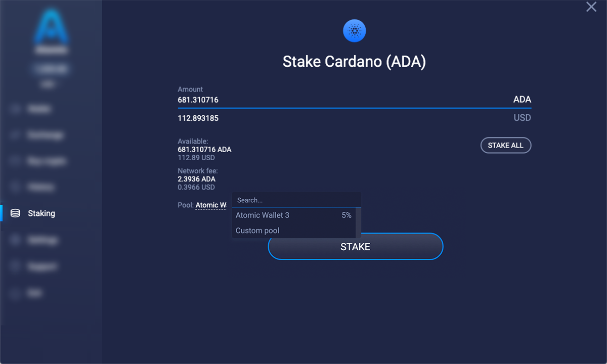 How to Stake Your ADA [Atomic Cardano Wallet] - Viper Staking