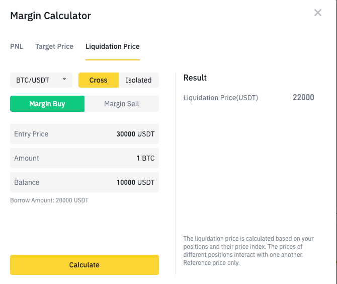 Spreadsheet to calculate liquidation price and risk on Binance | Freelancer