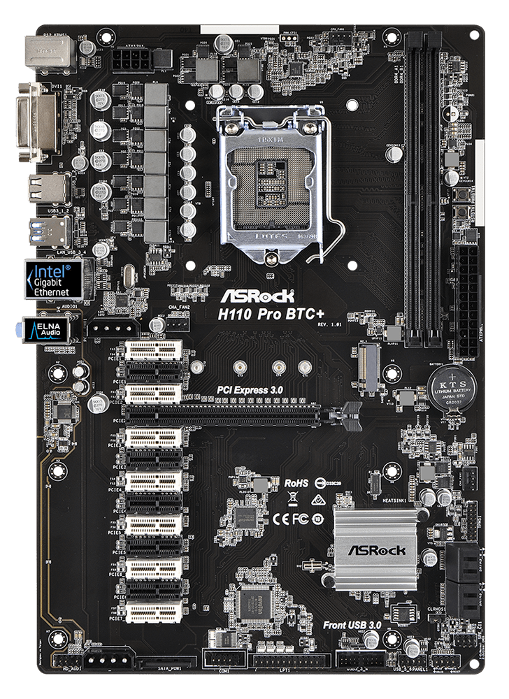 ASRockMine With ASRock H Pro BTC+ Supports up to 13 GPU Mining