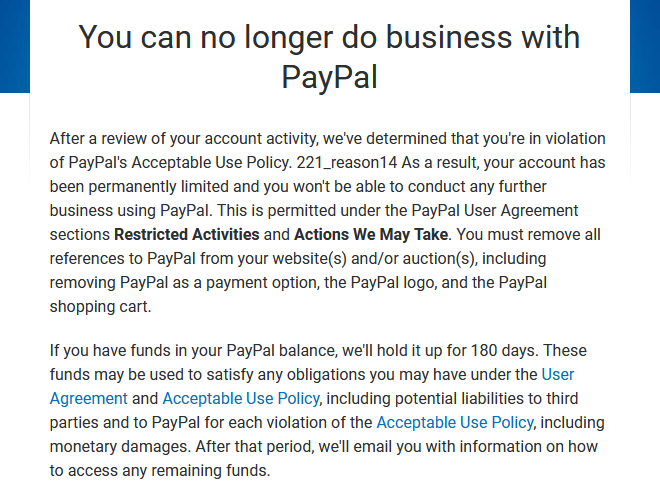 PayPal Account Permanently Limited - OzBargain Forums