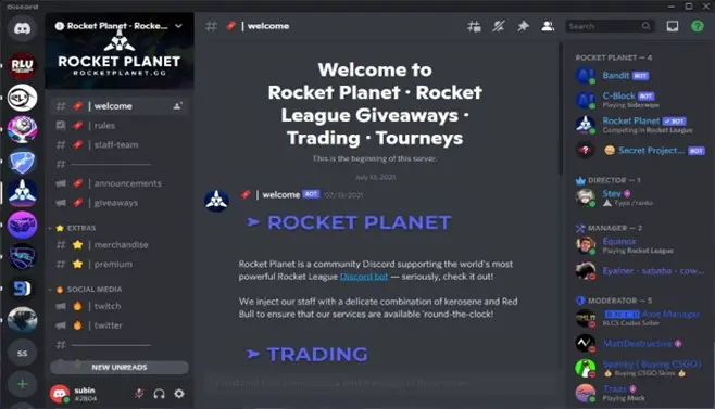 Rocket League - Trading, Giveaways - Discord Servers