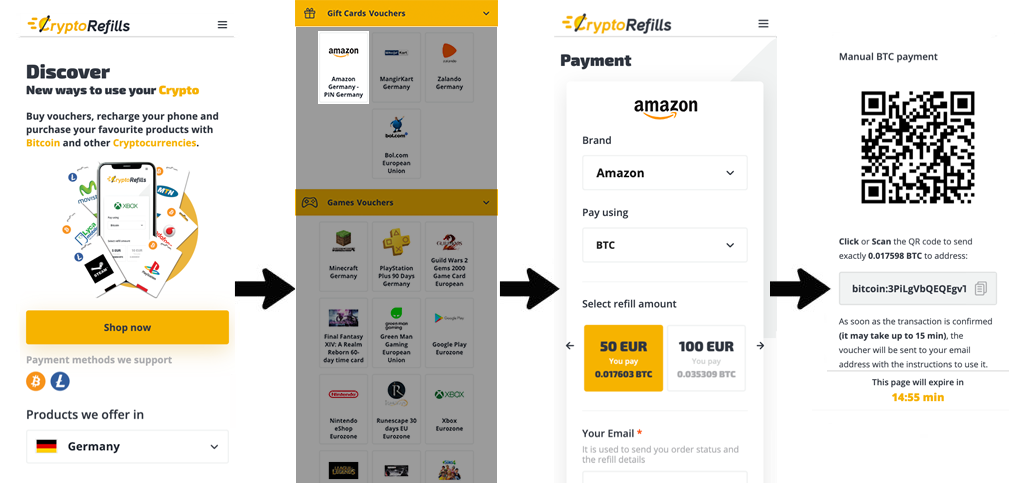 Buy gift cards and mobile top ups with Bitcoin or Crypto - Cryptorefills