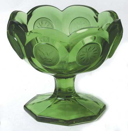 Coin Glass Olive Green Wedding Bowl Fostoria