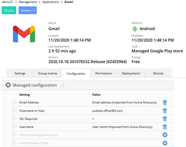 Gmail Exchange ActiveSync Settings