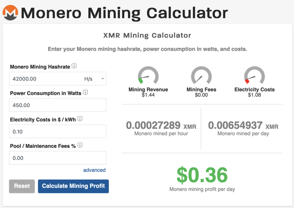 Monero (XMR) mining calculator - solo vs pool profitability | CryptUnit