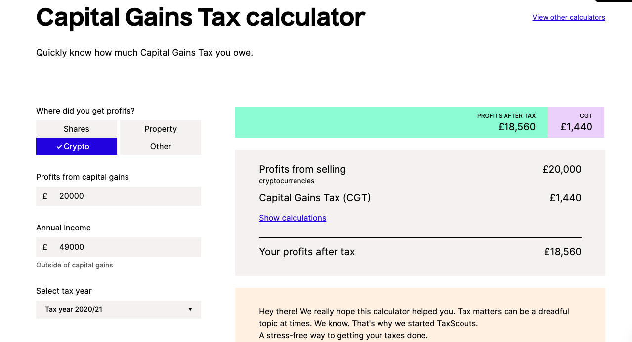 Crypto tax calculator – TaxScouts