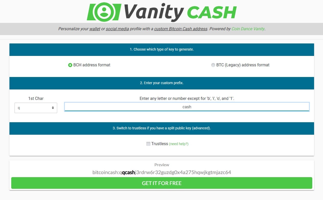 Cash address - Legacy address format conversion tool