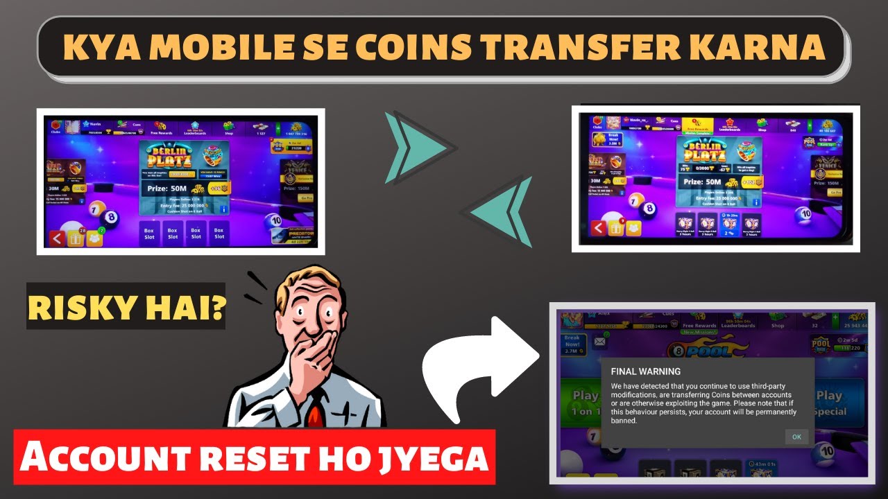 New method how to transfer coins 8 ball pool using mobile ❤️ #8ballpool.