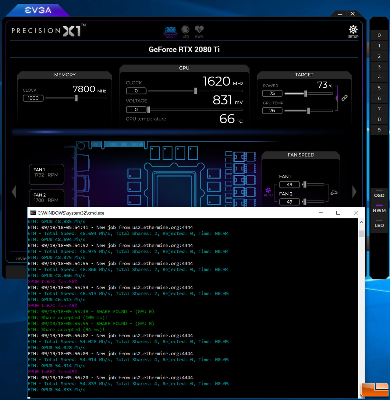 RTX Ti Mining Settings and Hashrate