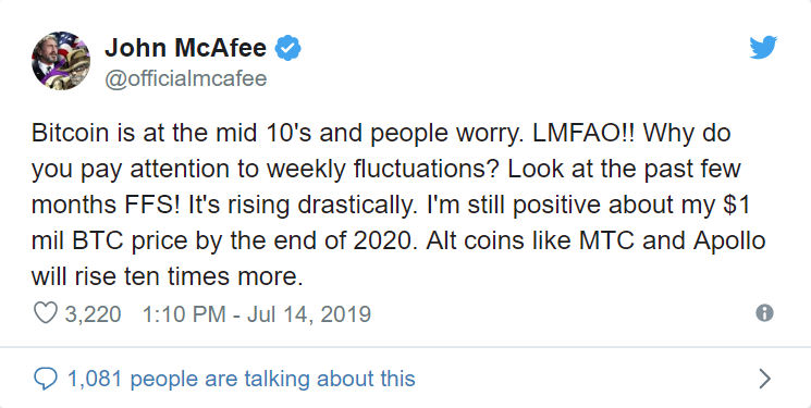 John McAfee Calls People Who Fell for His $1 Million Price 'Prediction' for Bitcoin 'Idiots'