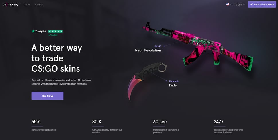 Trade CS2 (CSGO), RUST, TF2 Skins - Buy & Sell | cryptolove.fun