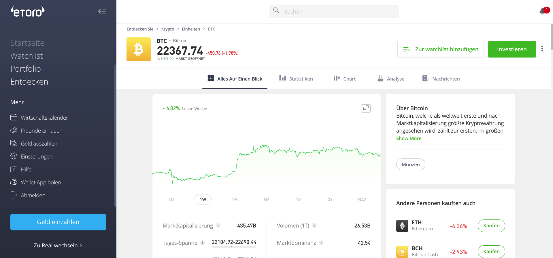 Bitcoin kaufen bei eToro ➡️ Schnell & sicher investieren