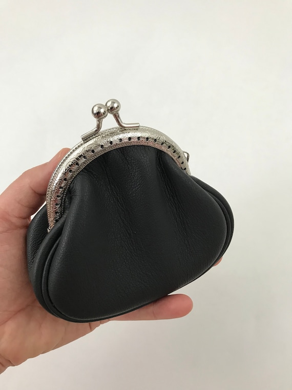 Genuine leather coin pouch with kiss clasp – Amish Country Leather