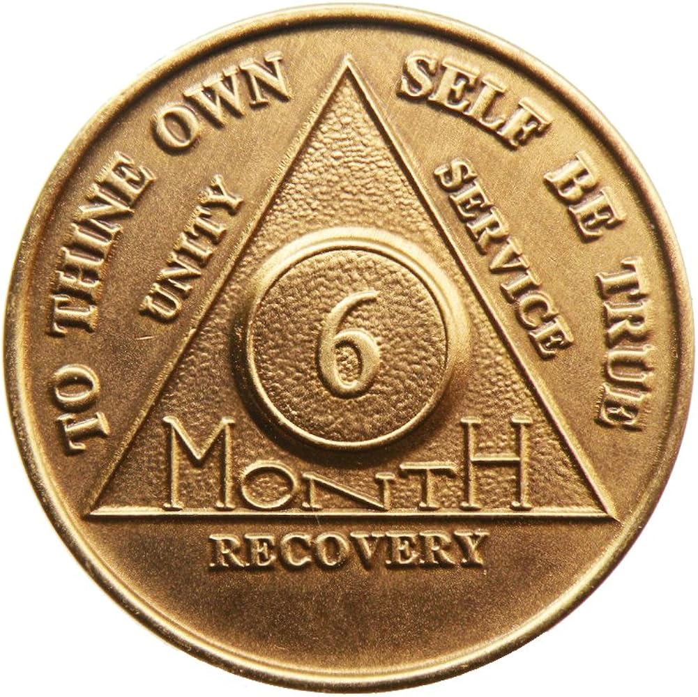 6 Month AA Medallion Hot Pink Glitter Gold Tri-Plate Sobriety Chip – RecoveryChip