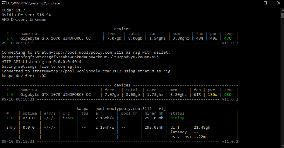 Kaspa solo mining pool