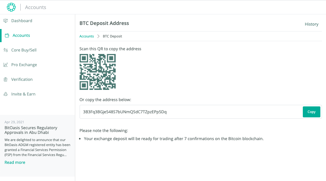 How to receive cryptocurrencies from an external wallet? : BitOasis