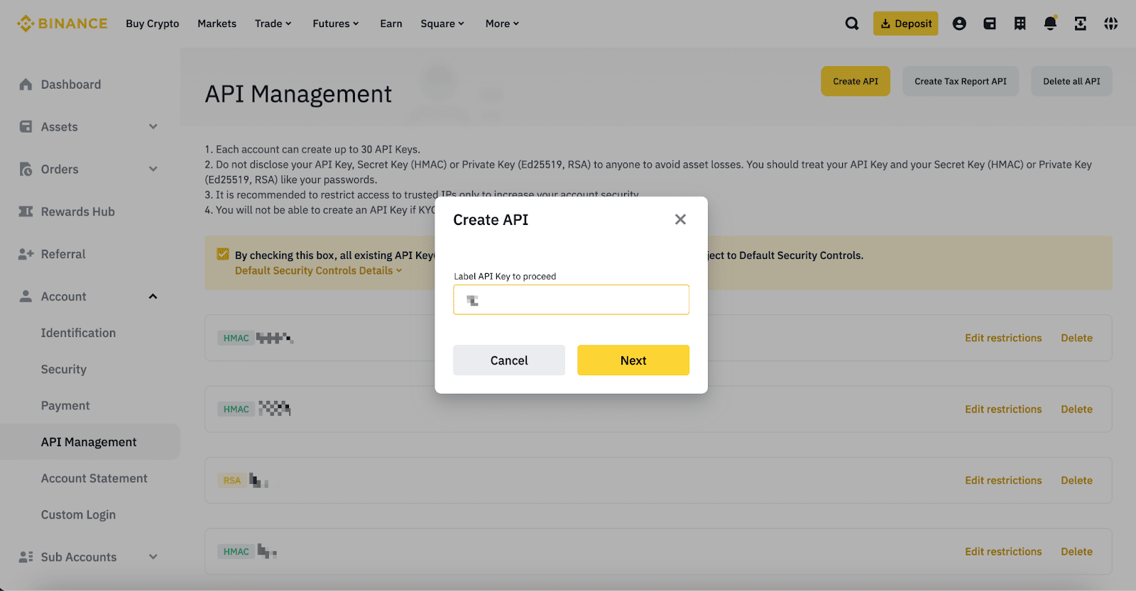 Binance: How to create an API? (Mobile App)