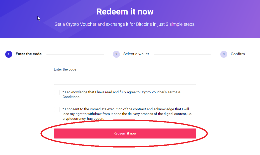 Redeem Bitcoin Code - Crypto Voucher