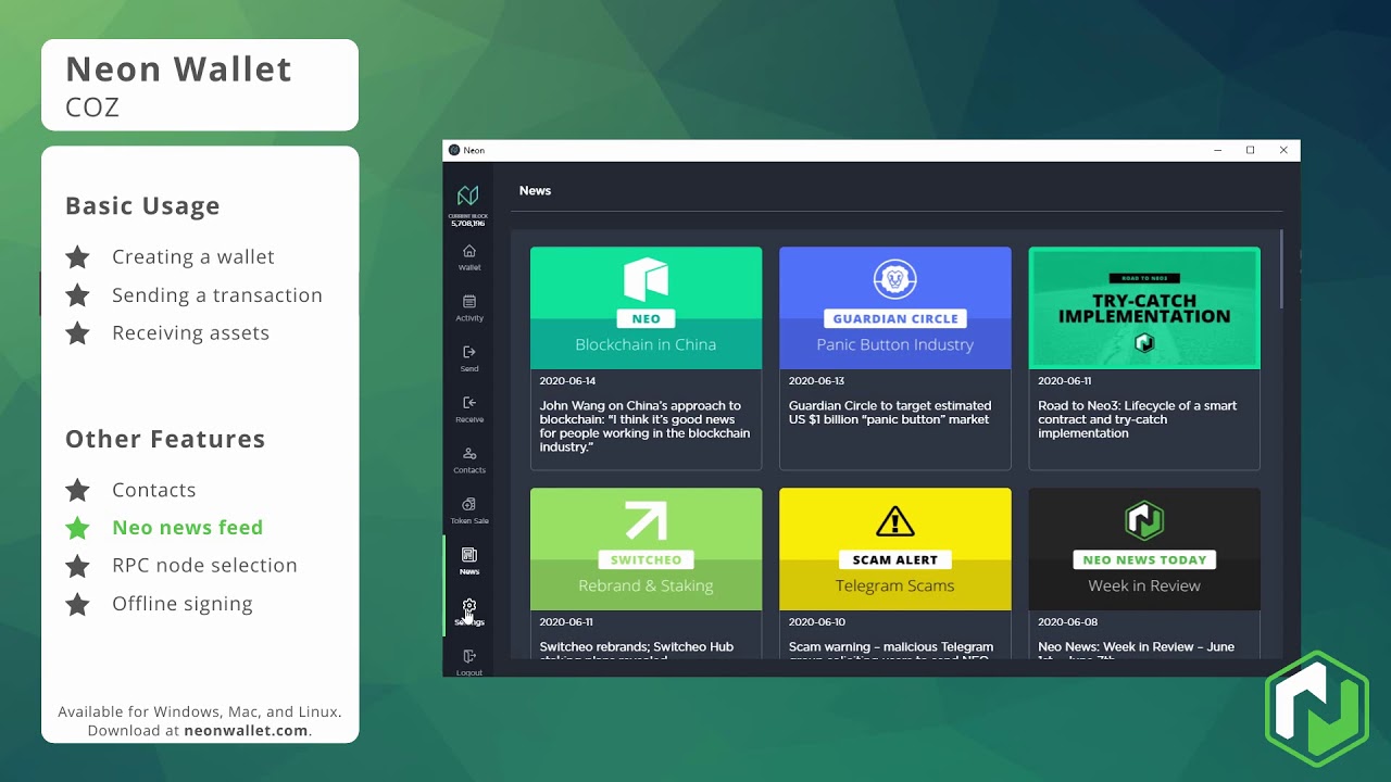 COZ releases Neon Wallet v with transaction history exporting - Neo News Today