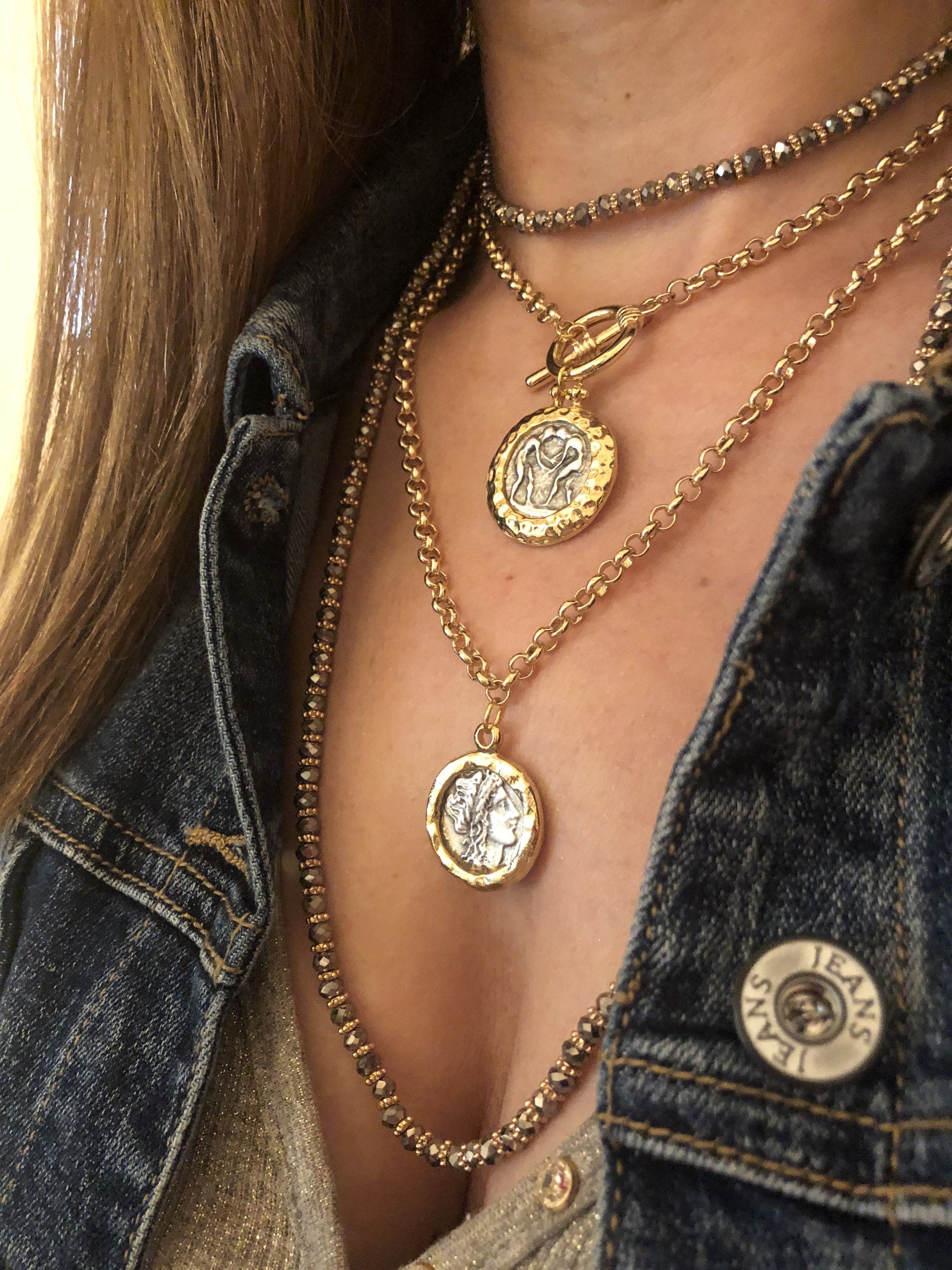 Long Coin Pendant Necklace - Susan Shaw