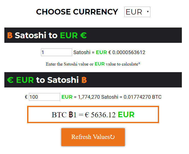 Satoshi to EUR (Satoshi to Eurozone Euro) | convert, exchange rate