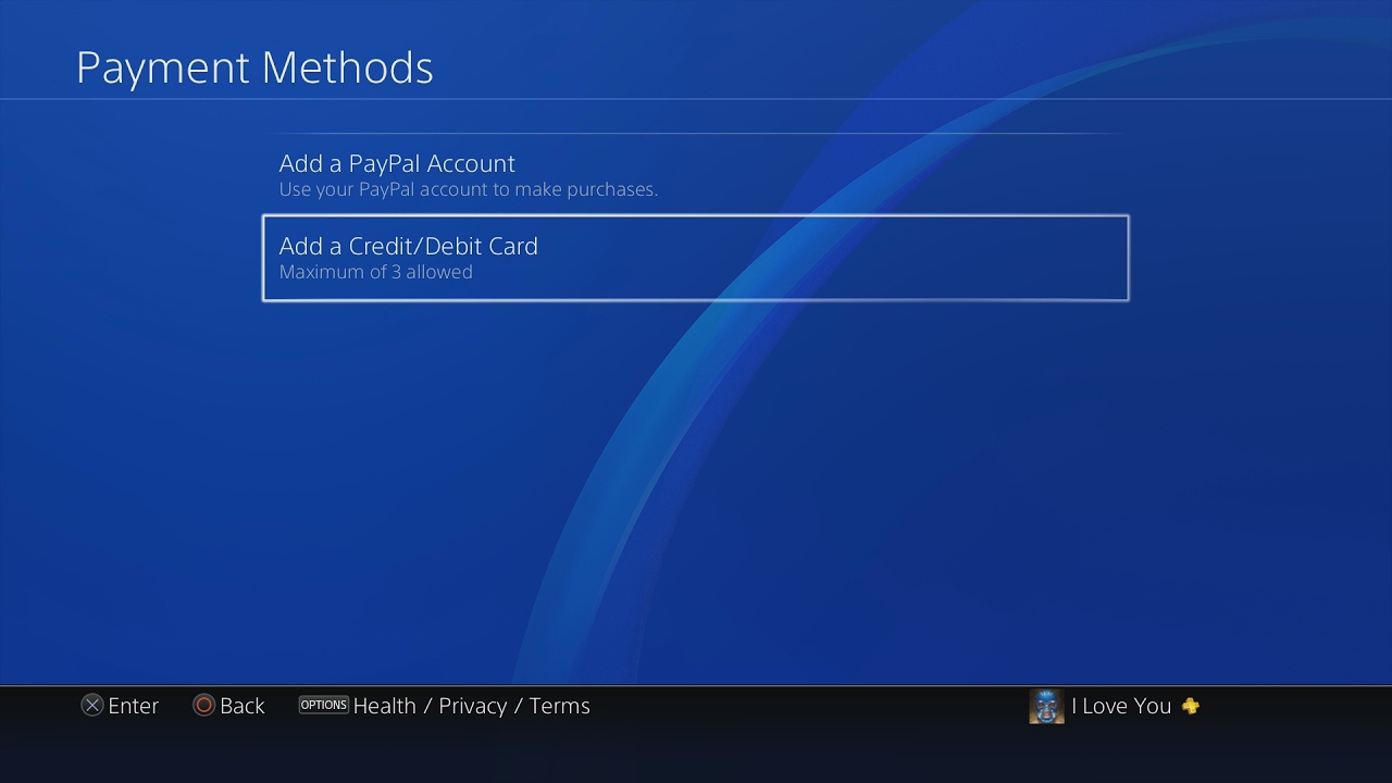 Payment methods accepted on PlayStation Store