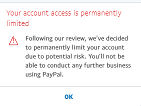 PayPal permanently limited account - Holds funds