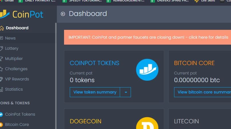 COINPOT TOKEN COLLECTION( TOKEN/DAY) () - Freelancer on Guru