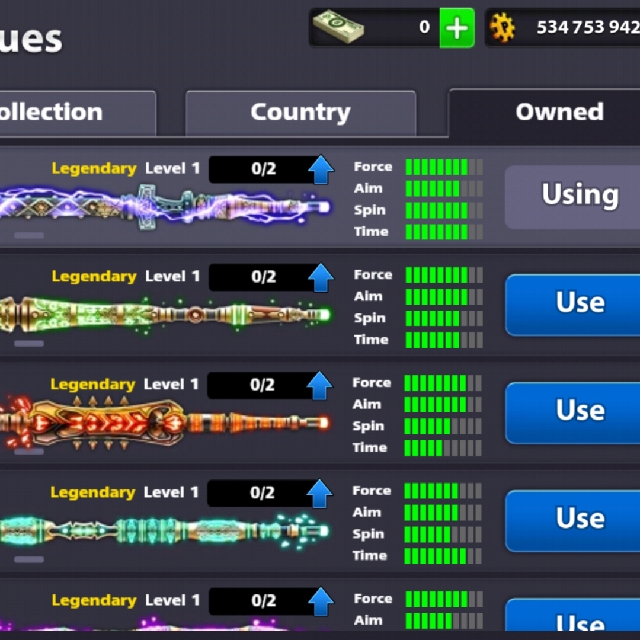 Unlock All Legendary Cues in 8 Ball Pool