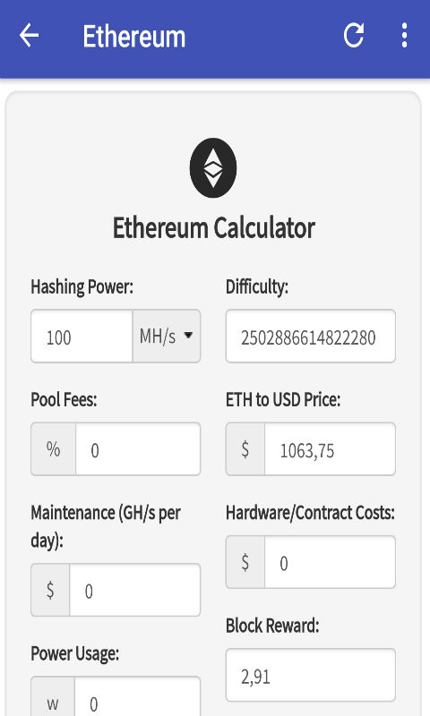 Ethereum Mining Profitability Calculator