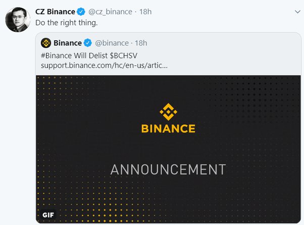 Binance Officially Delists Bitcoin SV (BSV) In an Unprecedented Move | cryptolove.fun