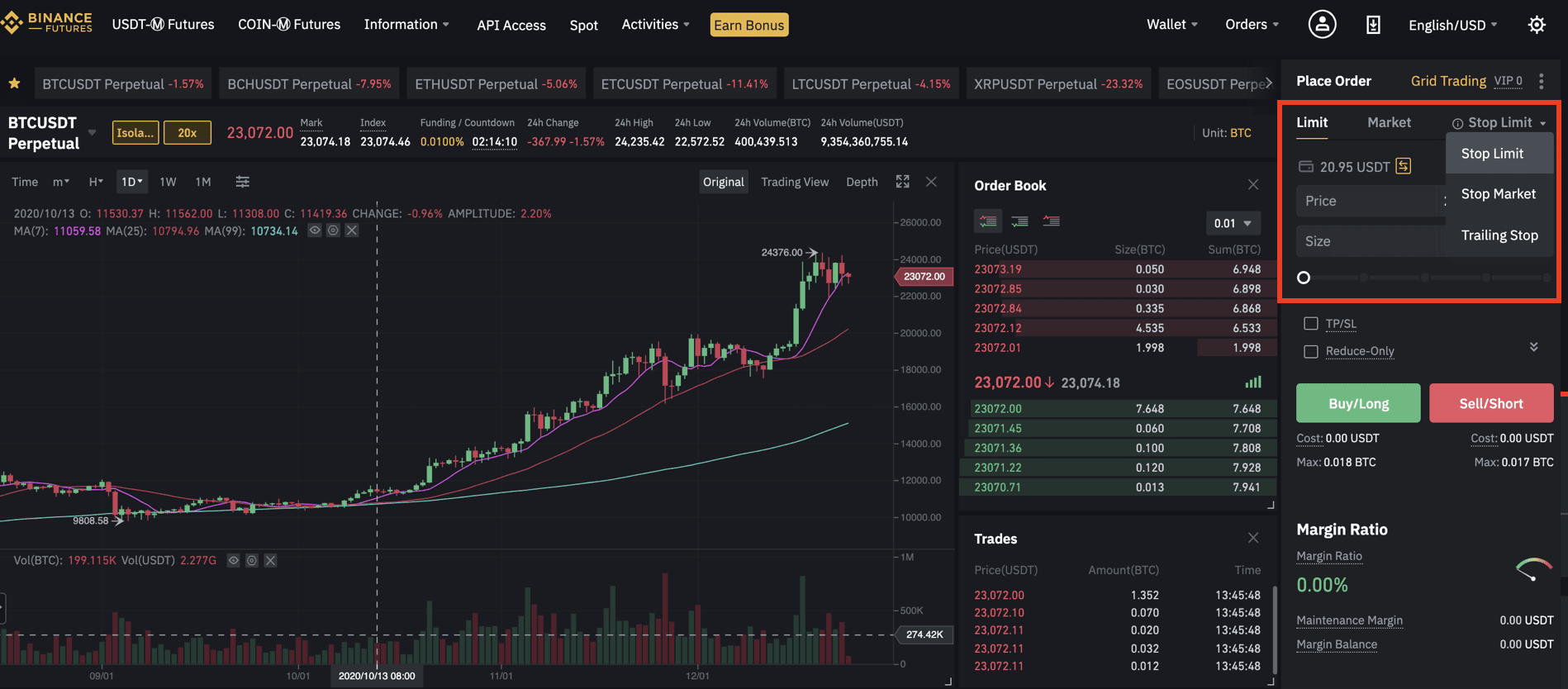 How do I place stop loss for a stop market order? - Futures API - Binance Developer Community