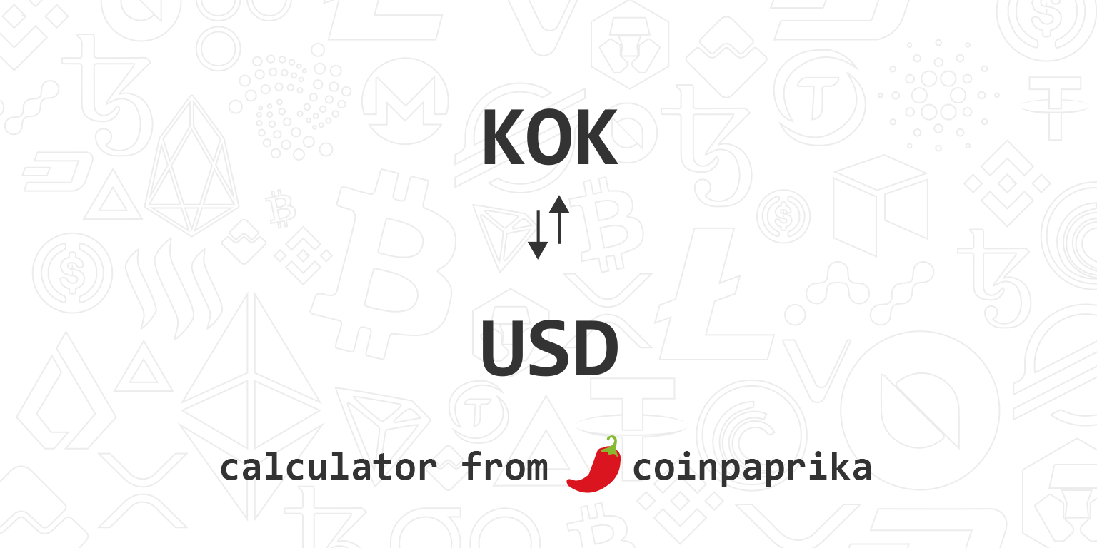 Convert 10 KOK to USD - Keystone of Opportunity and Knowledge to US Dollar Converter | CoinCodex