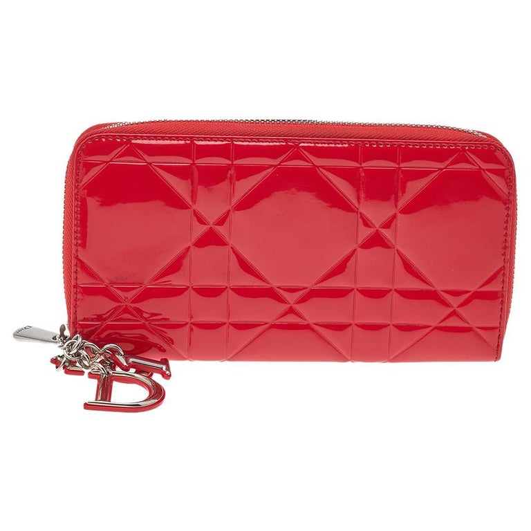 Mini Lady Dior Wallet Cherry Red Patent Cannage Calfskin | DIOR | Lady dior, Dior wallet, Dior