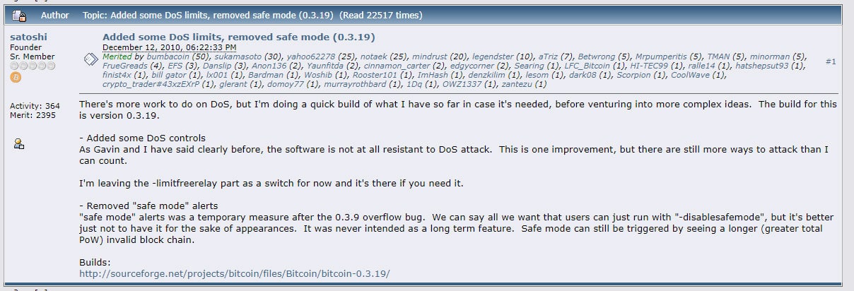 The last post of Satoshi Nakamoto on Bitcointalk \ stacker news ~bitcoin