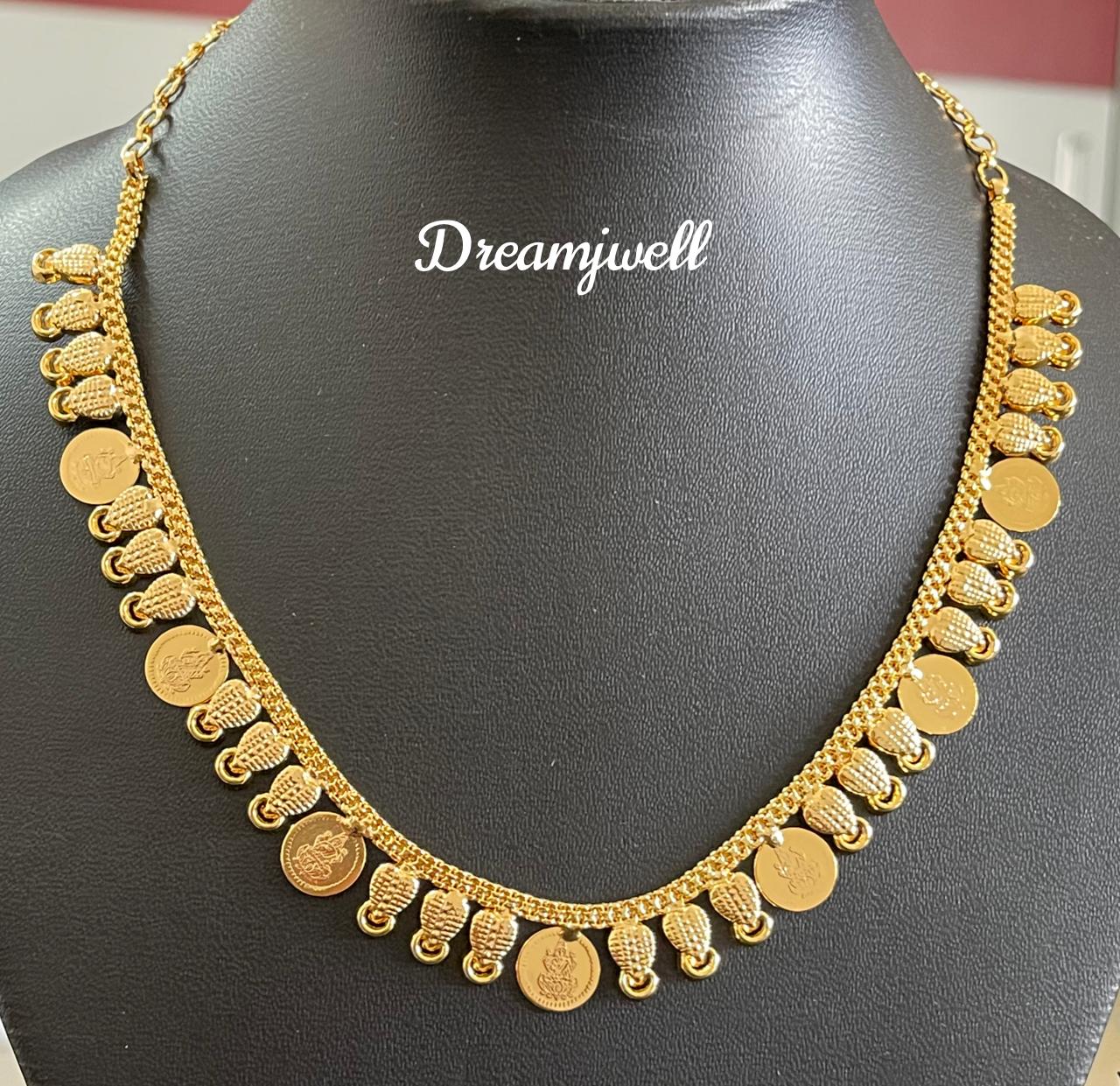 DREAMJWELL - Beautiful Gold Tone Ruby Lakshmi Coin Designer Necklace S – dreamjwell