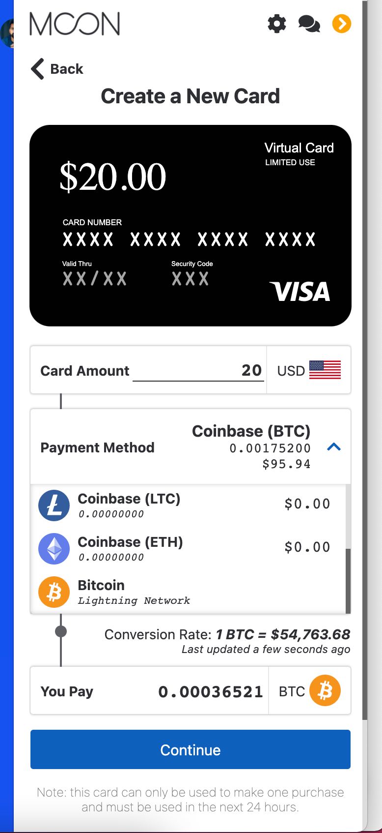 Visa Gift Card - Value: $10 - Purchase by Bitcoin or Altcoins