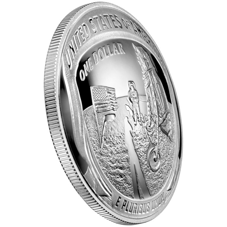 50th Anniversary Of The Moon Landing Coloured Silver Domed Coin | Direct Coins