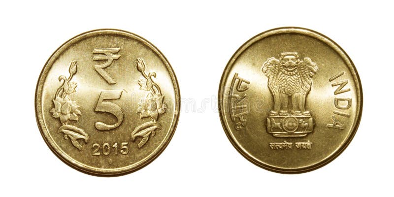 Image of New Indian Gold Color Five Rupees Coin And Old 5 Rupees-ZPPicxy