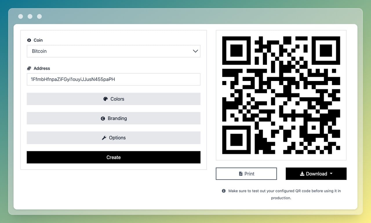 Cryptocoin QR Code Generator