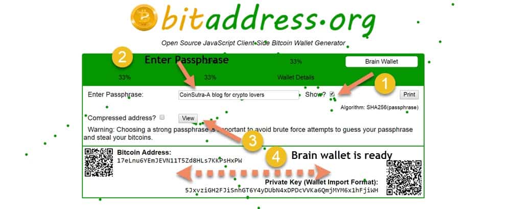 Bitcoin Brainwallet Generator